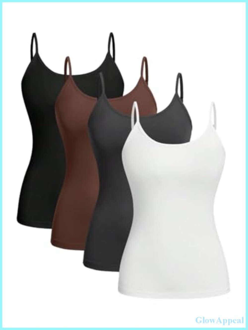 4 Pack Plus Size Camisole Tanks with Adjustable Straps Soft Stretch